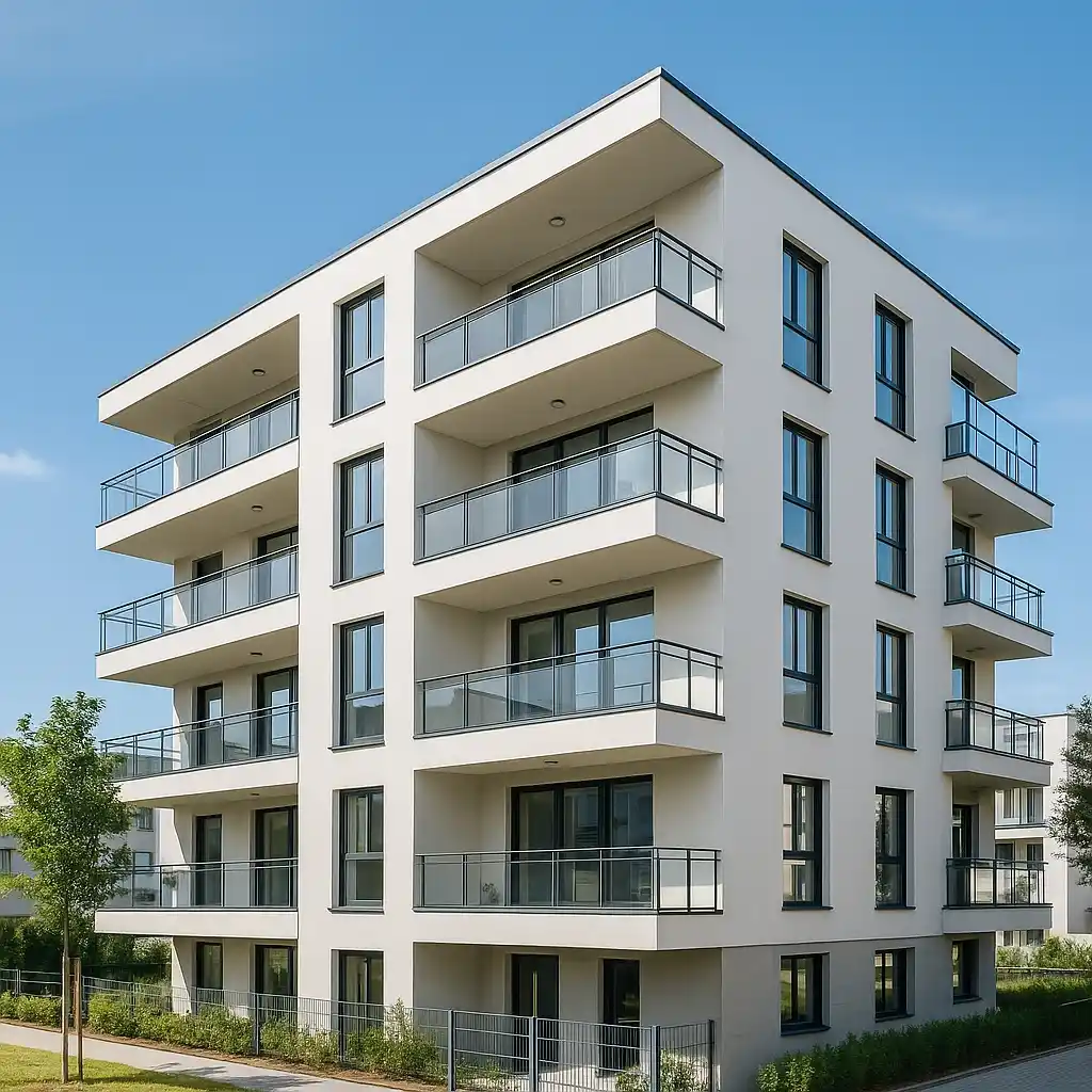 Ein KI generiertes Bild von einem Wohngebäude